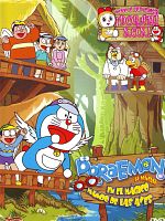 Cartel de Doraemon en el mágico mundo de las aves