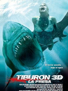 Cartel de Tiburón 3D. La presa