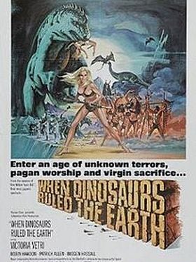 Cartel de Cuando los dinosaurios dominaban la tierra