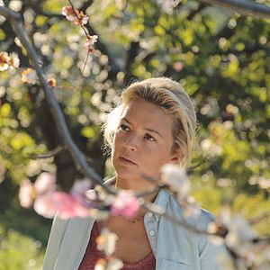 Foto Pastel de pera con lavanda