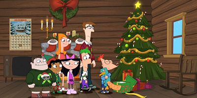Cartel de La Navidad familiar de Phineas y Ferb