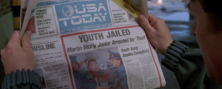 'Regreso al futuro II': USA Today recrea la portada del periódico del 21 de octubre de 2015 de la película noticias imagen