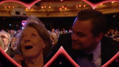 Leonardo DiCaprio, Maggie Smith, Bryan Cranston y más se besan en la 'kiss-cam' de los BAFTA