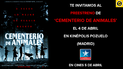 ¡SORTEAMOS ENTRADAS DOBLES PARA EL PREESTRENO DE 'CEMENTERIO DE ANIMALES'! noticias imagen