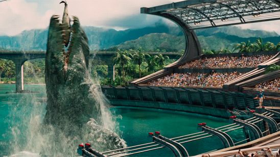 'Jurassic World': Impresionante nuevo póster con el Mosasaurio a punto de devorar un tiburón blanco noticias imagen