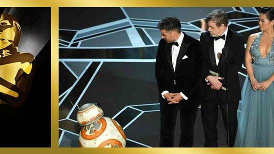 Oscar 2018: El equipo de 'Los últimos Jedi' sube al escenario con BB-8