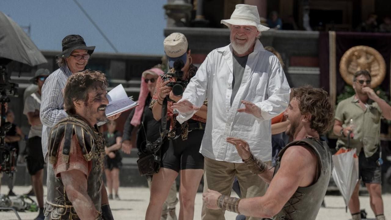 Pedro Pascal, Ridley Scott y Paul Mescal detrás de las cámaras de 'Gladiator II'