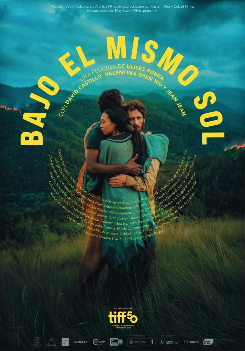 Cartel de la película Bajo el mismo sol con los protagonistas David Castillo, Valentina Shen Wu y Jean Jean en un entorno histórico del Caribe colonial, rodeado