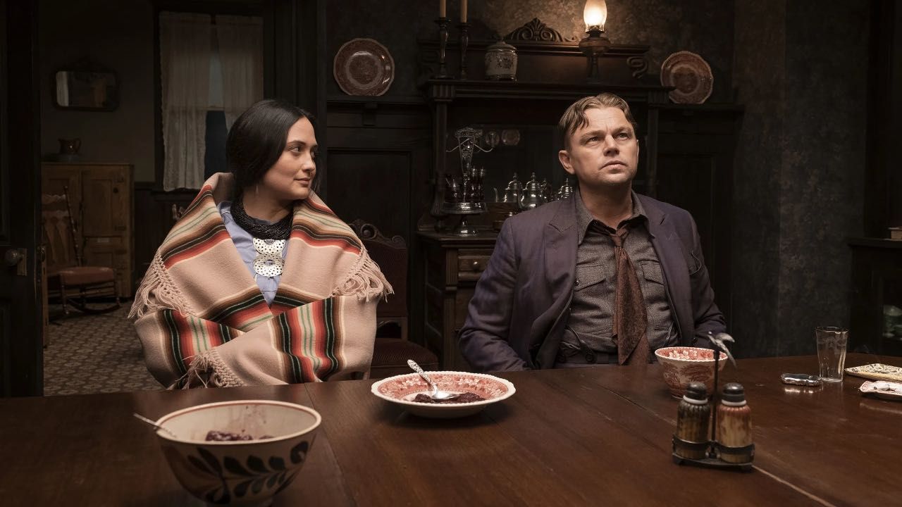 Lily Gladstone y Leonardo DiCaprio en 'Los asesinos de la luna'
