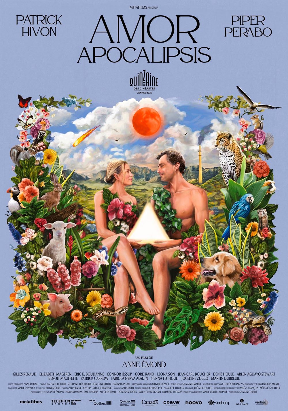 Cartel de la película Amor Apocalipsis con Adam y Tina en medio de un paisaje apocalíptico