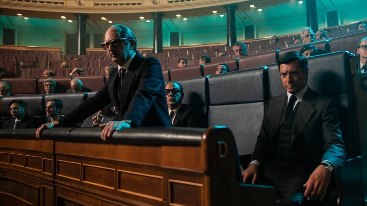 Manolo Solo como Manuel Gutiérrez Mellado y Álvaro Morte como Adolfo Suárez en 'Anatomía de un instante'