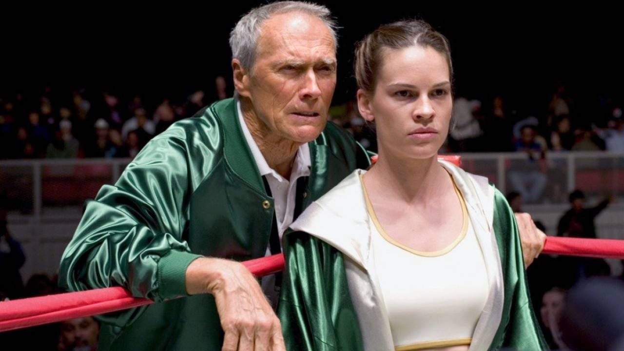 Clint Eastwood junto a Hilary Swank en una imagen de 'Million Dollar Baby'