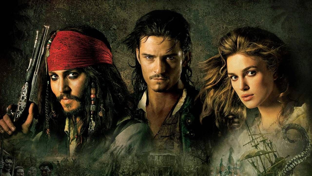 Johnny Depp, Orlando Bloom y Keira Knightley en 'Piratas del Caribe'
