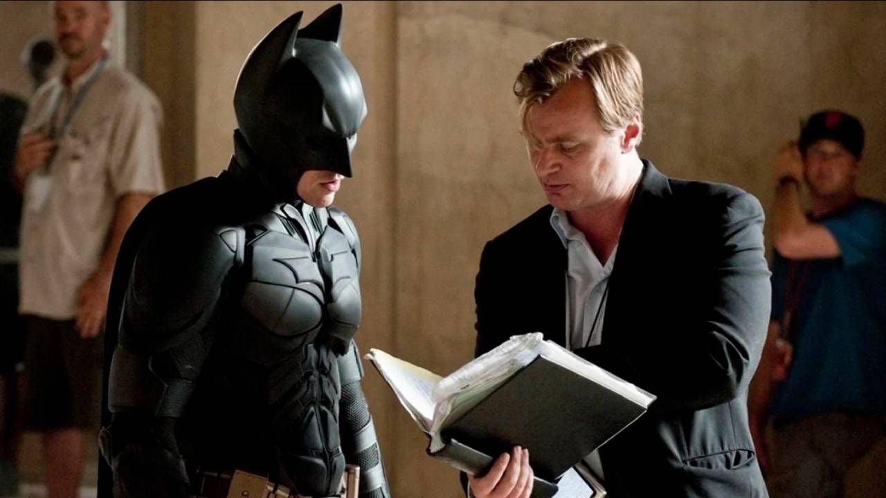 Christopher Nolan junto a Christian Bale en el rodaje de la saga de Batman