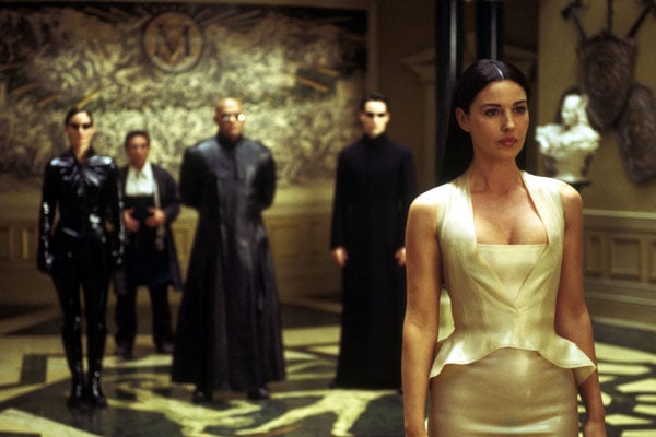 Matrix Reloaded : Foto Laurence Fishburne, Monica Bellucci, Carrie-Anne Moss, Randall Duk Kim, Keanu Reeves