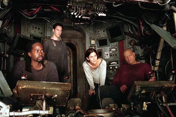 Matrix Reloaded : Foto Harold Perrineau, Laurence Fishburne, Carrie-Anne Moss, Keanu Reeves