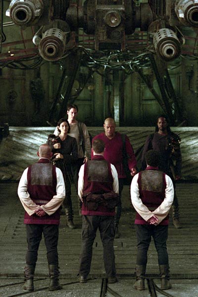 Matrix Reloaded : Foto Harold Perrineau, Laurence Fishburne, Carrie-Anne Moss, Keanu Reeves