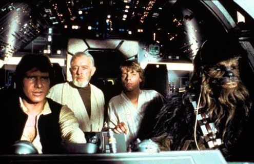 Star Wars: Episodio IV - Una nueva esperanza (La guerra de las galaxias) : Foto George Lucas, Alec Guinness, Mark Hamill, Harrison Ford