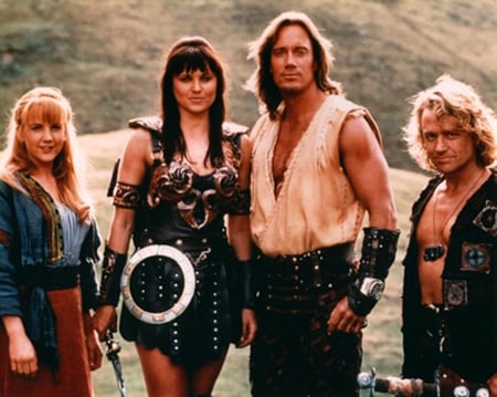 Foto Kevin Sorbo, Michael Hurst, Renée O'Connor, Lucy Lawless