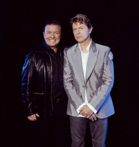 Foto David Bowie, Ricky Gervais