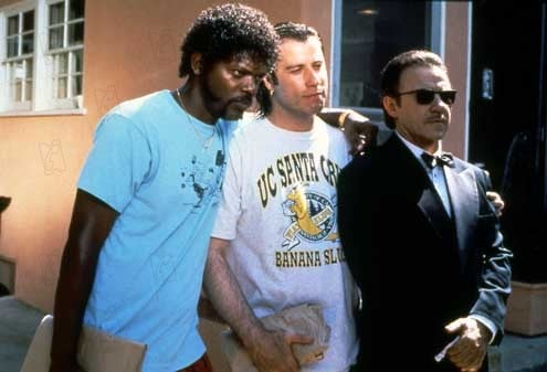 Pulp Fiction : Foto John Travolta, Harvey Keitel, Samuel L. Jackson, Quentin Tarantino