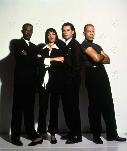 Pulp Fiction : Foto Uma Thurman, Samuel L. Jackson, Quentin Tarantino, John Travolta, Bruce Willis