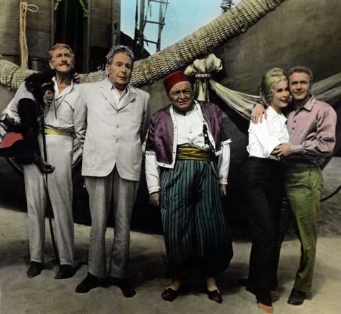 Cinco semanas en globo : Foto Peter Lorre, Barbara Eden, Red Buttons, Irwin Allen, Cedric Hardwicke