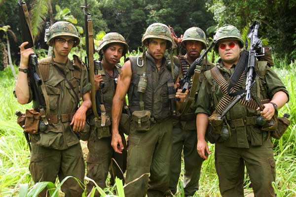 Tropic Thunder. ¡Una guerra muy perra! : Foto Robert Downey Jr., Jack Black, Brandon T. Jackson, Kirk Lazarus, Ben Stiller, Jay Baruchel