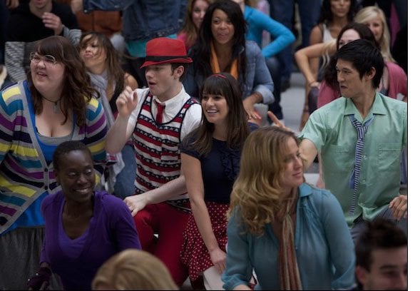 Glee : Foto Lea Michele, Chris Colfer, Harry Shum Jr., Ashley Fink