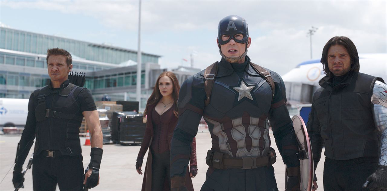Capitán América: Civil War : Foto Sebastian Stan, Elizabeth Olsen, Jeremy Renner, Chris Evans