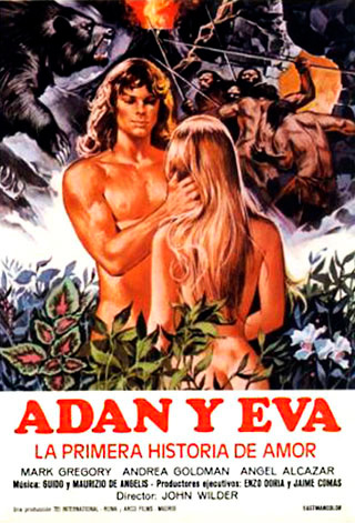 Adán y Eva, la primera historia de amor : Cartel Ángel Alcázar, Mark Gregory, Luigi Russo, Enzo Doria